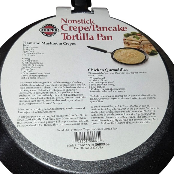 Norpro Nonstick Crepe Griddle Pan 9.5" Multifunctional Flat Pan Healthy Cookware - Picture 4 of 5